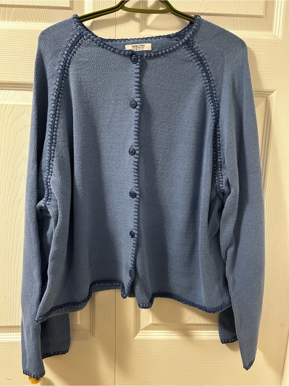 Smash + Tess Dusty Blue Button-Front Knit Cardigan